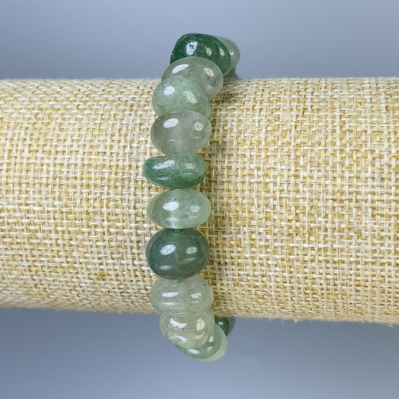 Faceted Jade Bracelet, 11x8 mm beads, 18 cm, stretch