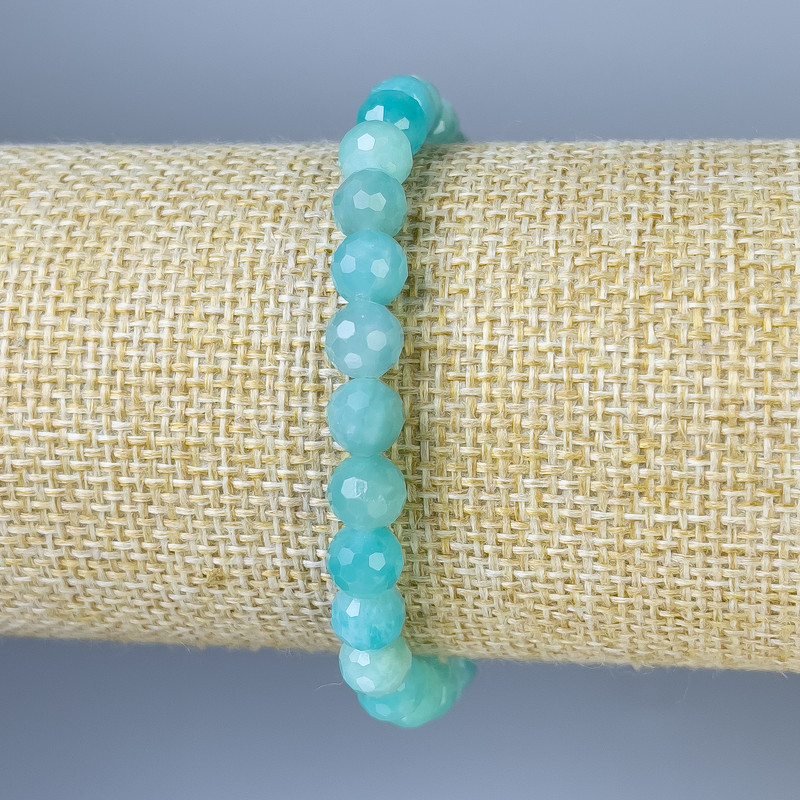 Amazonite bracelet with polished beads, 7 mm diameter, approx. 18 cm length, stretch cord