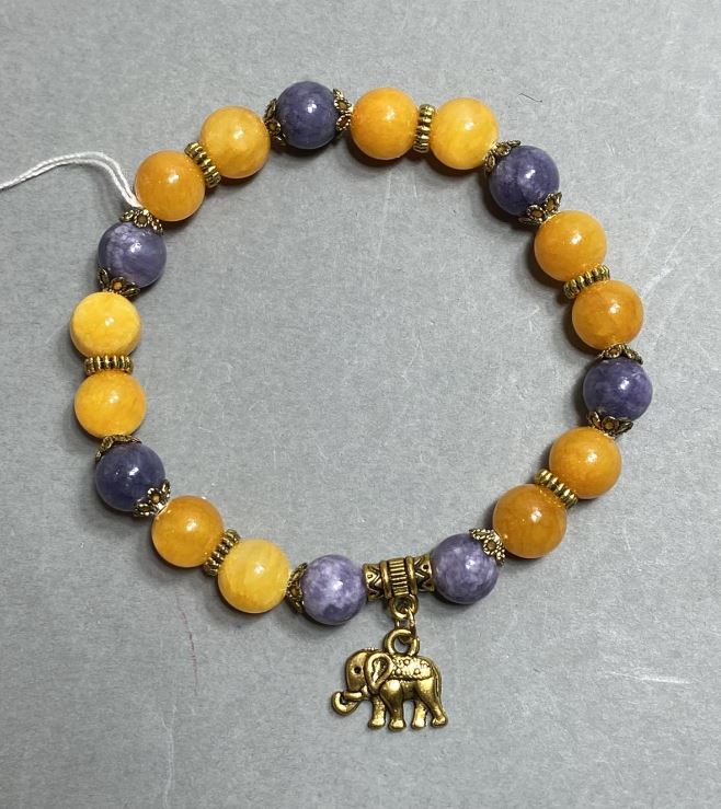 Браслет Акрил гладка кулька 8мм+- з металевими вставками, довжина 18см+- стрейч