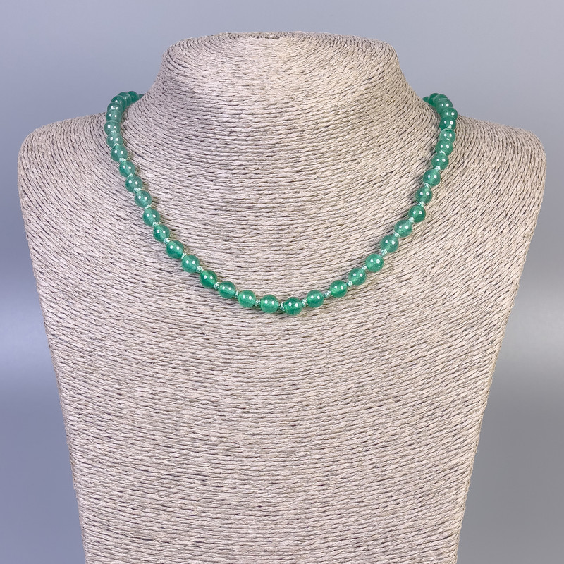 Nephrite Necklace (synthetic) Smooth Beads, 6mm diameter, ±45 cm length, with clasp