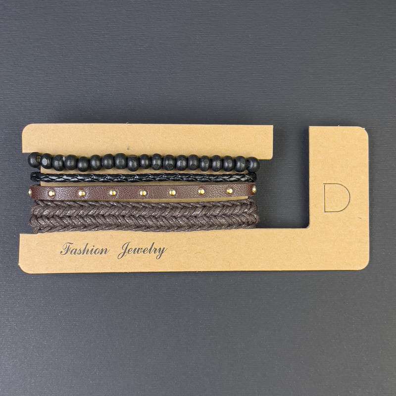 Triple Eco-Leather Bracelet with Drawstring, Length 18-24 cm +/- Beads 6 mm +/-, Stretched Length 18 cm