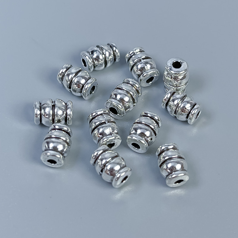 Bead insert finding, silver metal color, 7×5 mm size, hole diameter ±1.5 mm, packaging 28 pcs