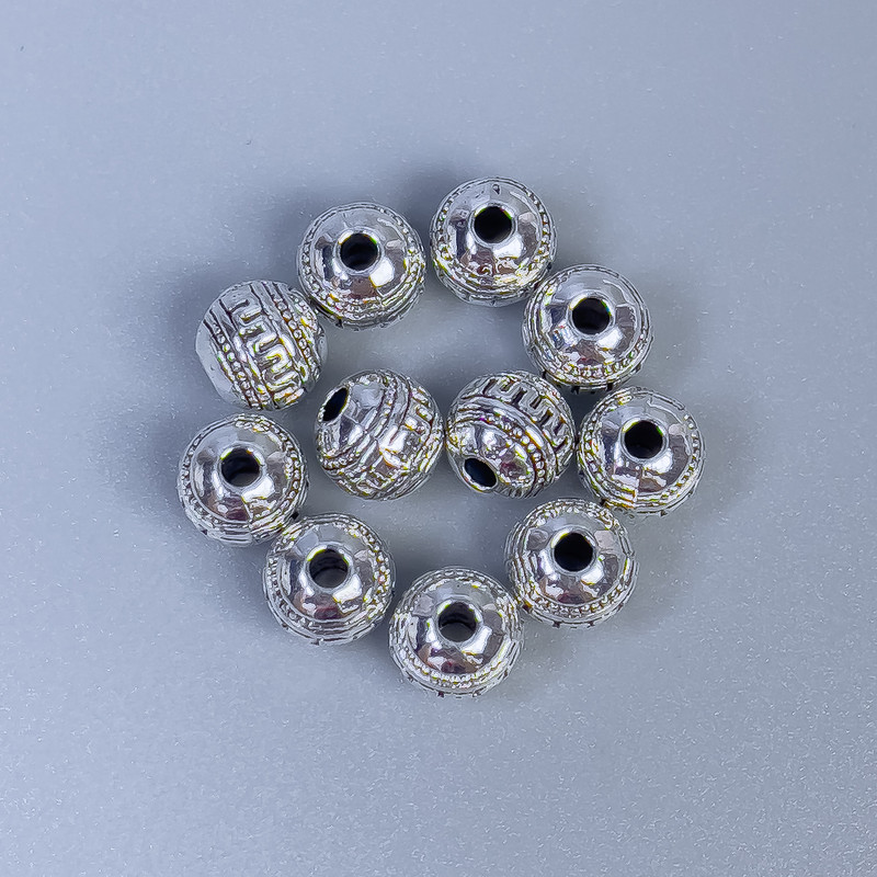 Bead insert findings in silver metal color, 6 mm diameter, hole about 1.5 mm, packaging 20 g (about 33 pcs)