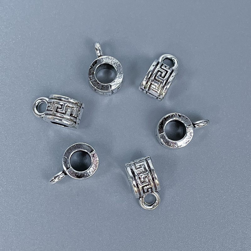 Фурнітура бейл колір металу срібло, розміри 10х5х6мм+- отвори, діаметр 4мм+-, діаметр 2мм+- фасування 20гр. (~ 27шт. )