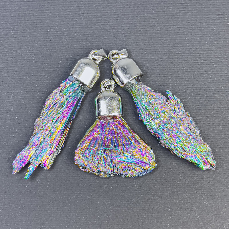 Rainbow Kyanite Pendant, Galvanic Finish, Natural Unpolished, Assorted Diameters 70x30x12-53x20x8mm+