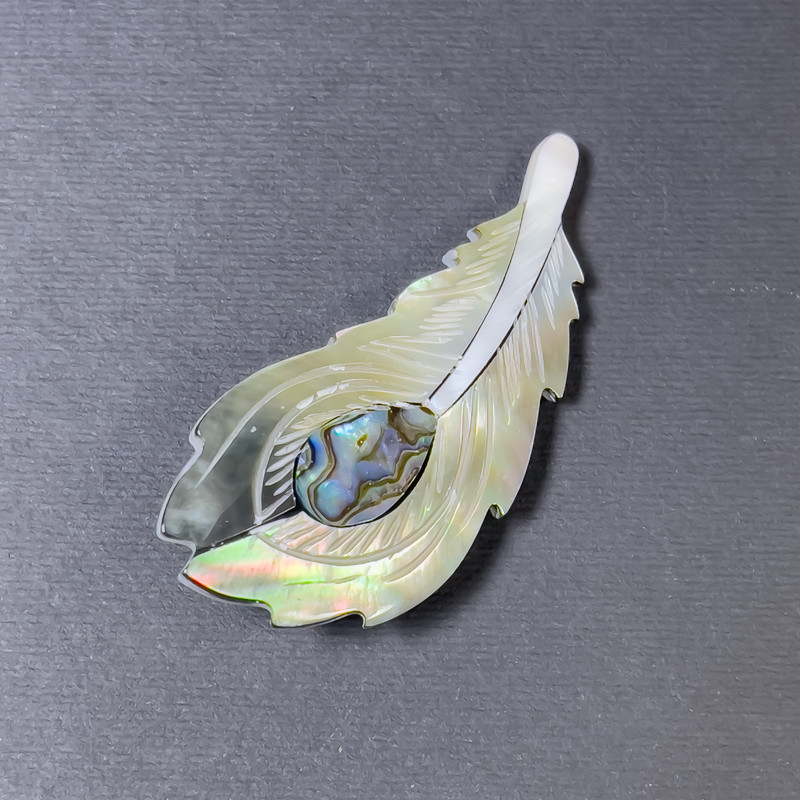 Brooch-pendant Haliotis Piryna, Silver Color, Silver Metal, 58x27mm+