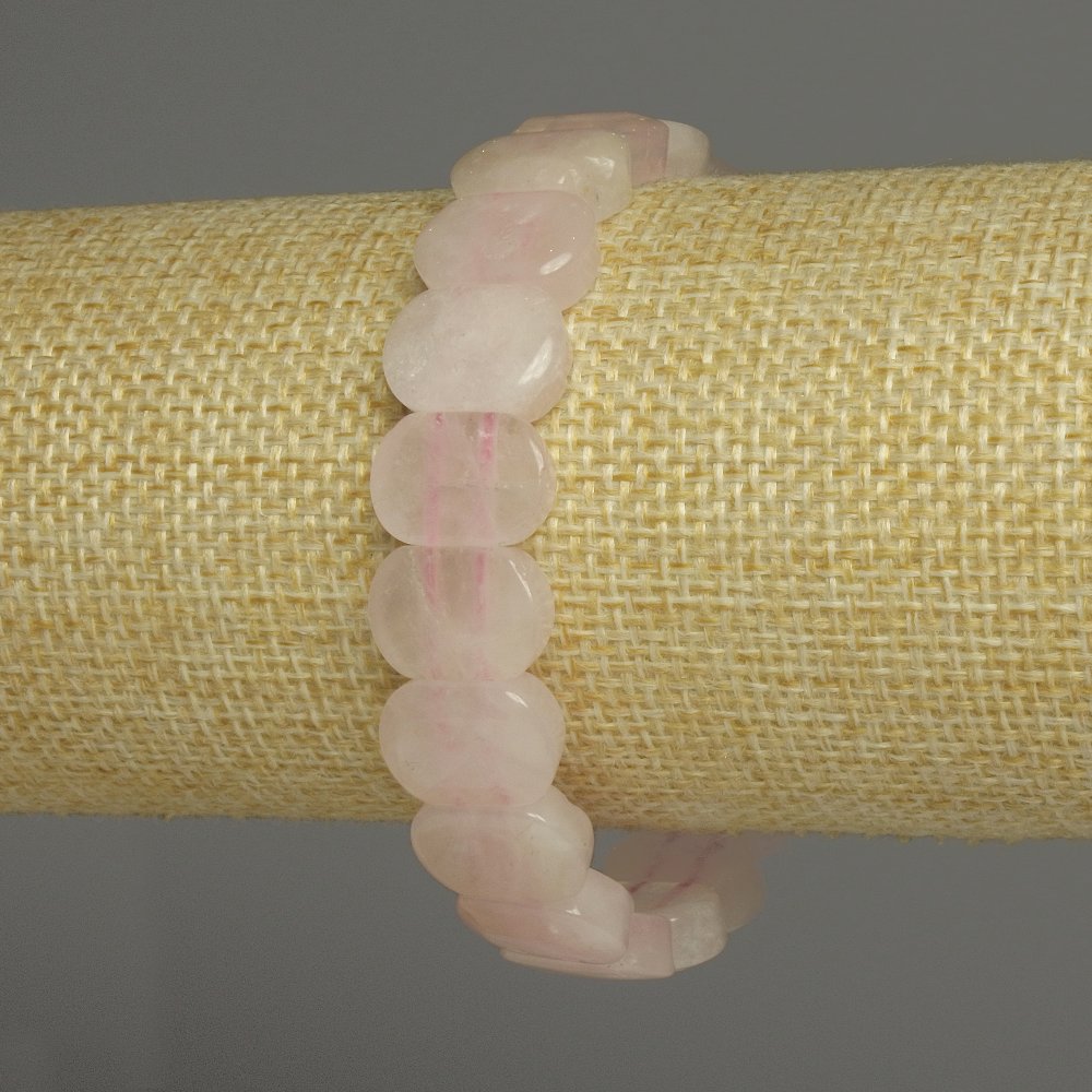 Clearance! Rose Quartz Bracelet with Rounded Links, 14x10 mm, 18 cm, Stretch