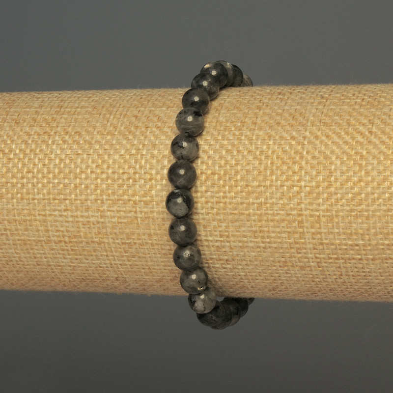 Labradorite bracelet with smooth round beads, 7 mm diameter, 18 cm length, stretch