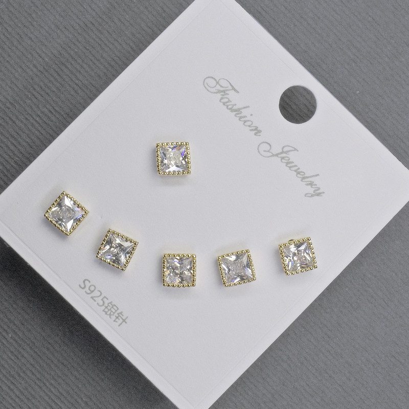 Stud Earrings with White Crystals