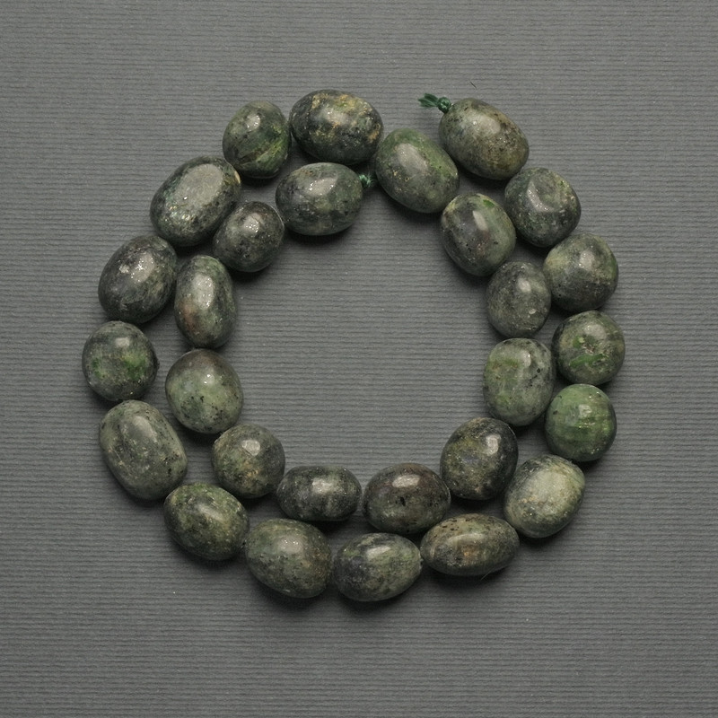 Seraphinite Beads, Tumbled, 14×17mm on a Thread, length 39 cm+