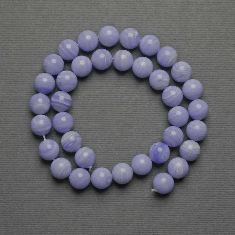 Agate Beads (Pressed) Smooth Sphere, 10mm Diameter ± on Thread, 37 cm Length+