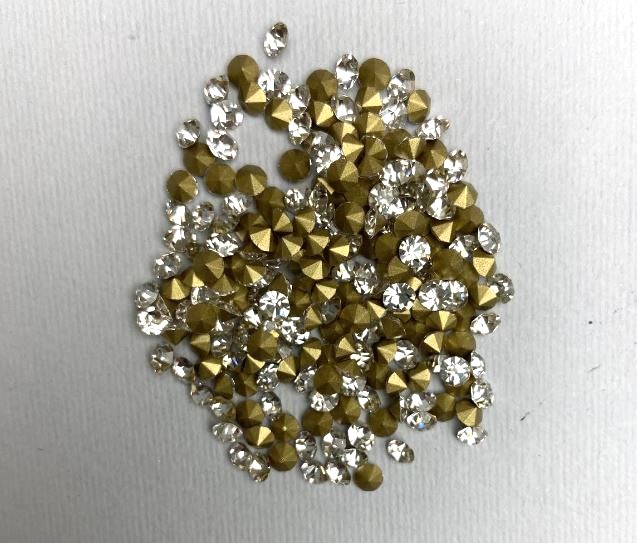 Rhinestones, white, 3.8 mm diameter (+/-), 10 g packaging (+/-)