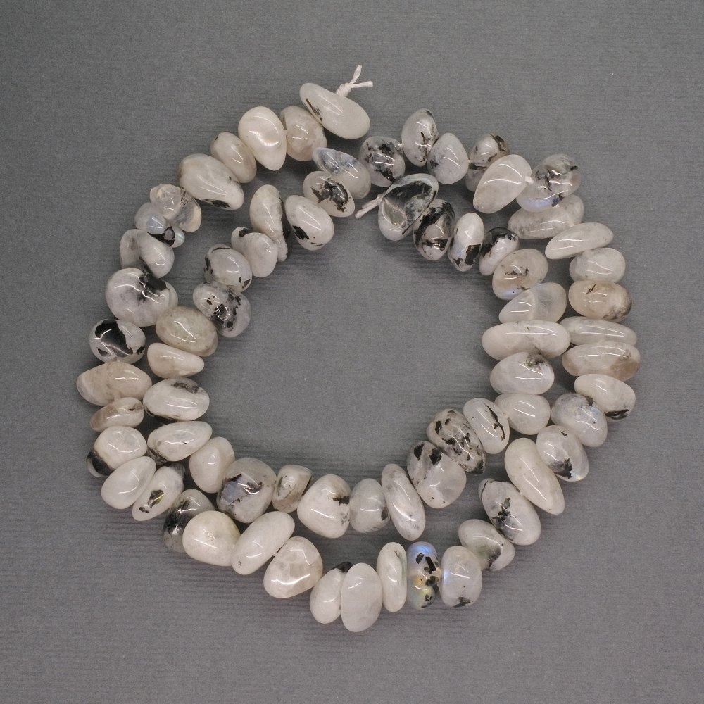 Natural adularia beads, teardrop cut, 9×10×6 mm, length 42 cm ±