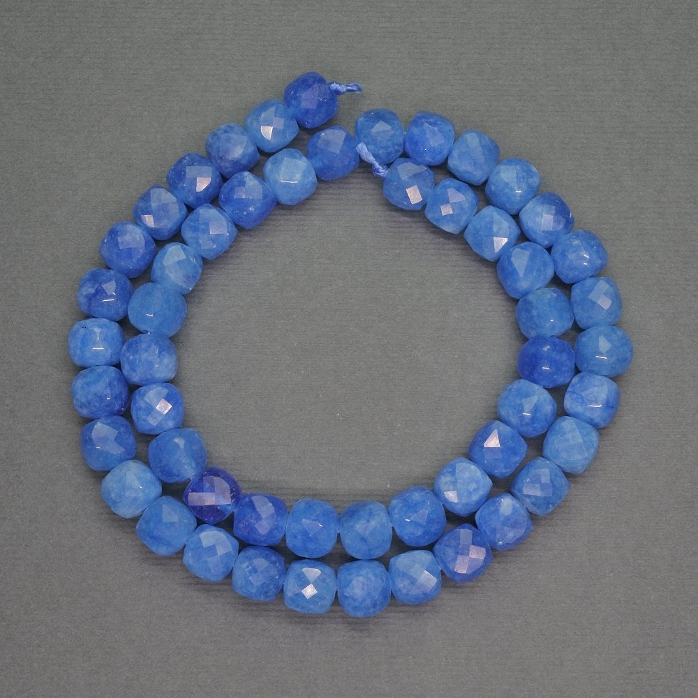 Apatite beads (synthetic) faceted cube, 7mm diameter, 40cm length
