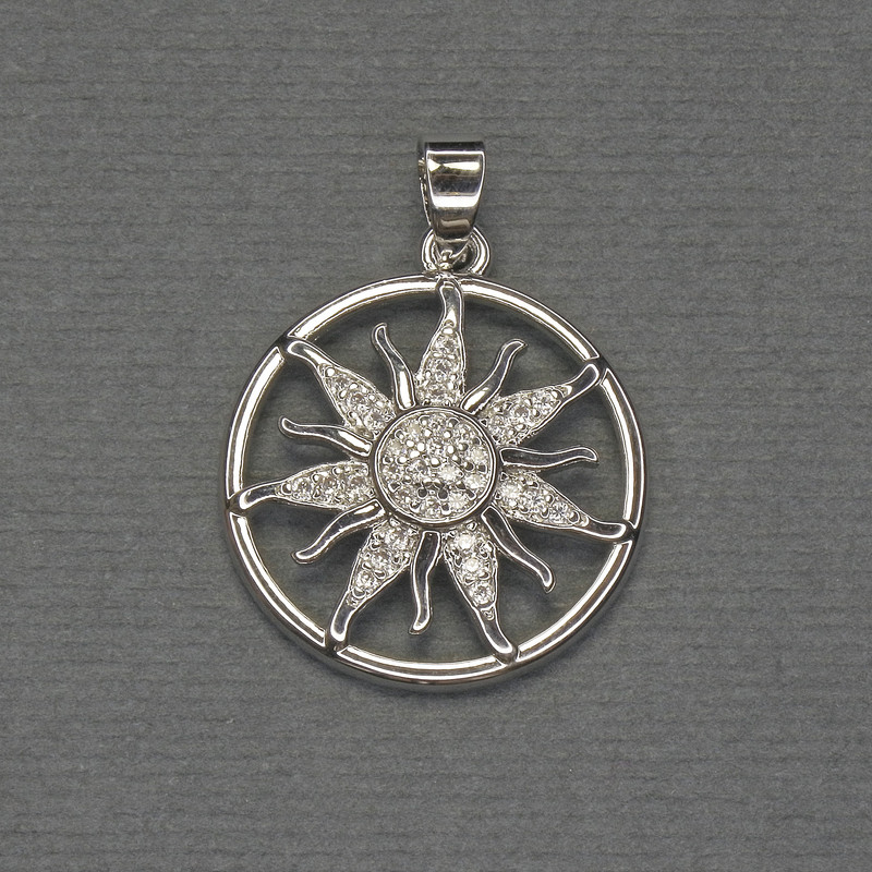 Star Pendant with White Crystals, Silvery Metal, Diameter 20mm±, Length 27mm±