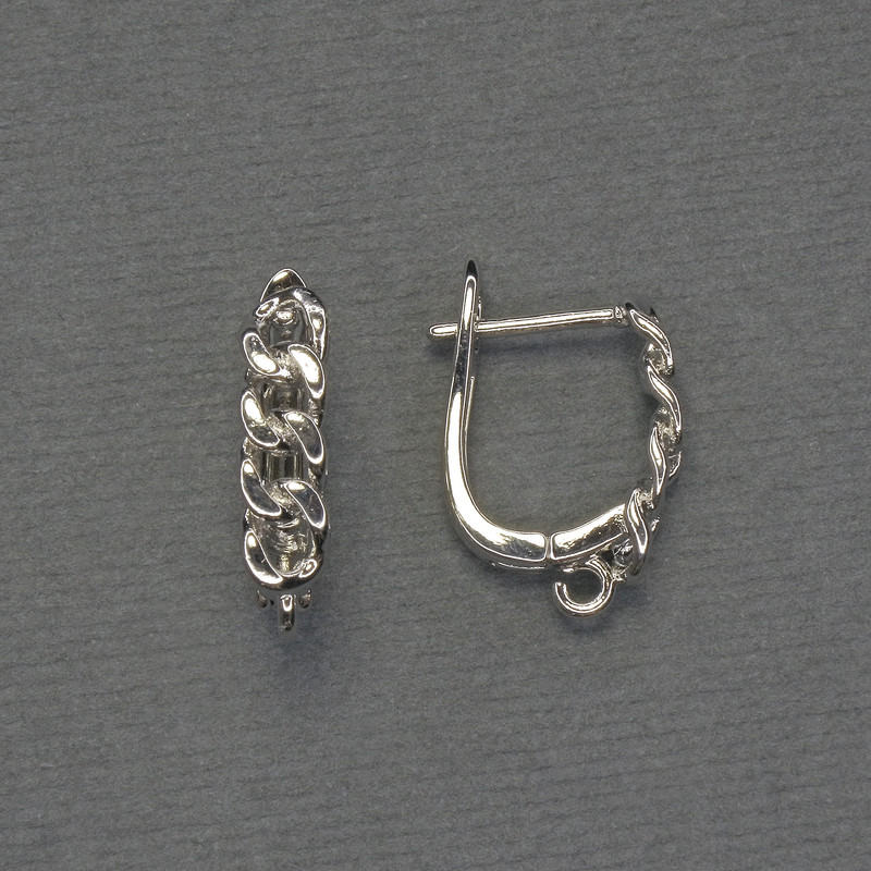 Earring hooks made of silvery metal 18×4 mm - pair