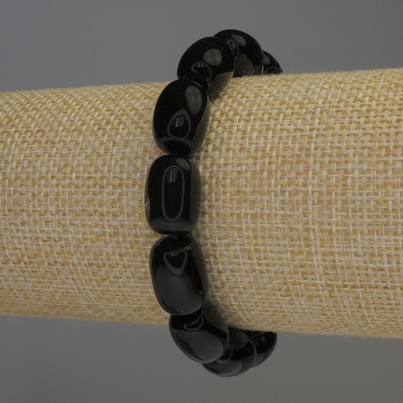 Agate Barrel Bracelet, diameter 14×10 mm, 18 cm length, stretch