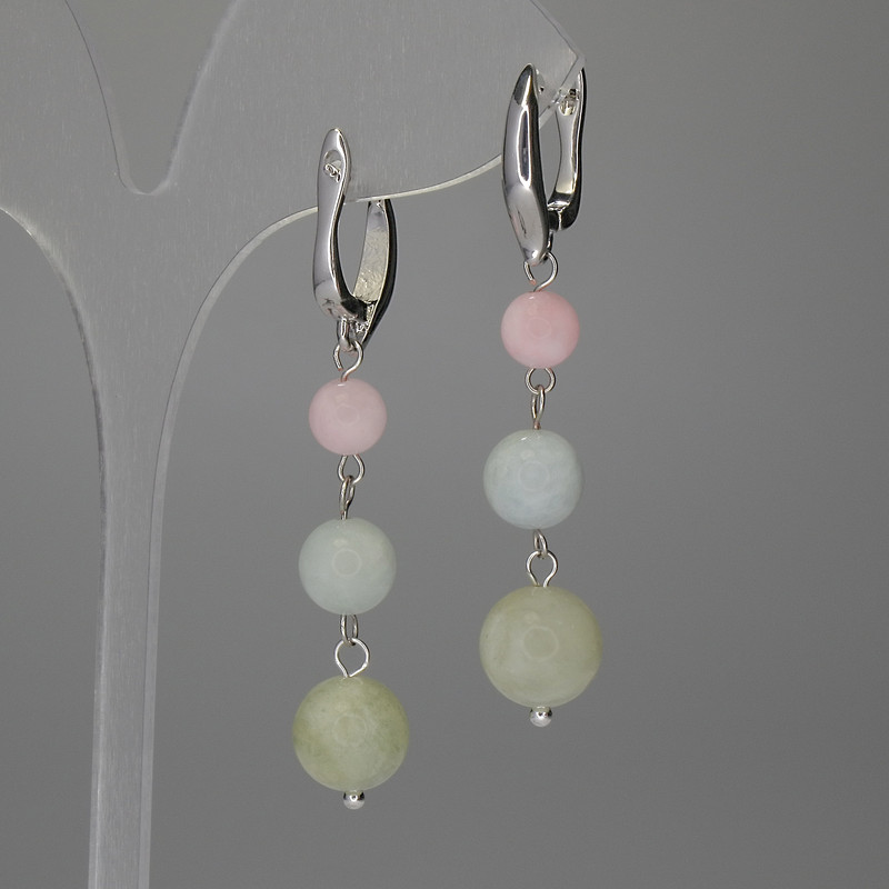 Earrings Assorted Smooth Ball 10mm ± 8mm ± 6mm ±, length 44mm ±