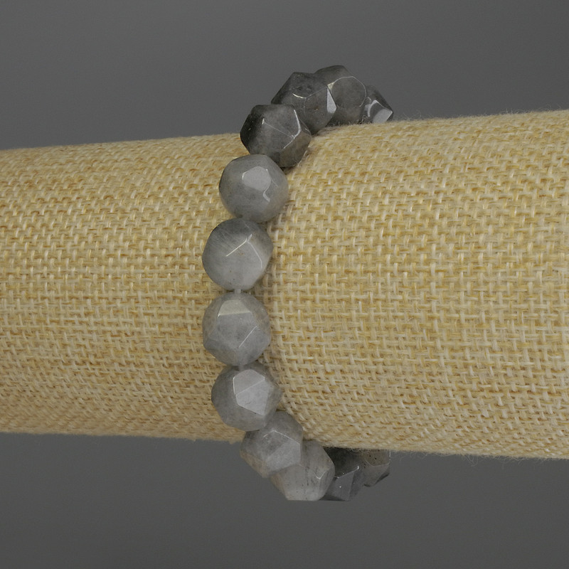 Smoky Quartz Faceted Bracelet, 10×9 mm Beads, 18 cm Stretch