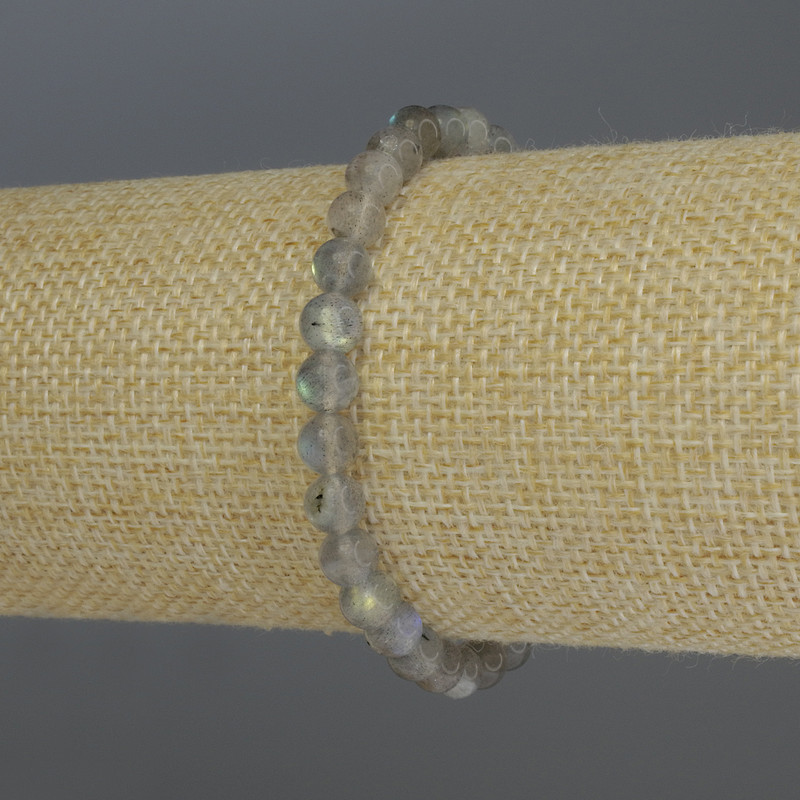 Labradorite Bracelet - smooth beads, 6 mm diameter, 18 cm length, stretch