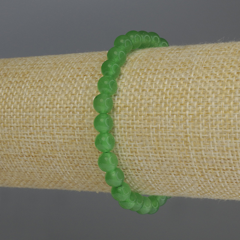 Chrysoprase Bracelet with Smooth Beads 6mm +/-, 18 cm Stretch