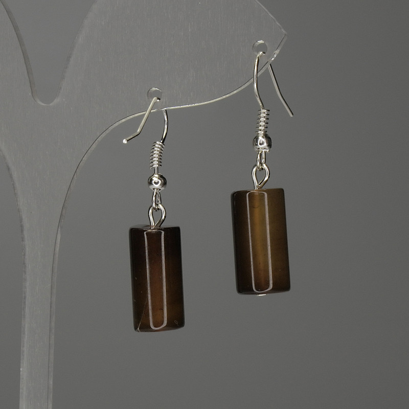 Agate Cylinder Earrings 17x8 mm, length 35 mm