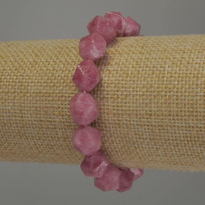 Tourmaline Bracelet with Faceted Beads, 12x10 mm diameter, 18 cm length, stretch