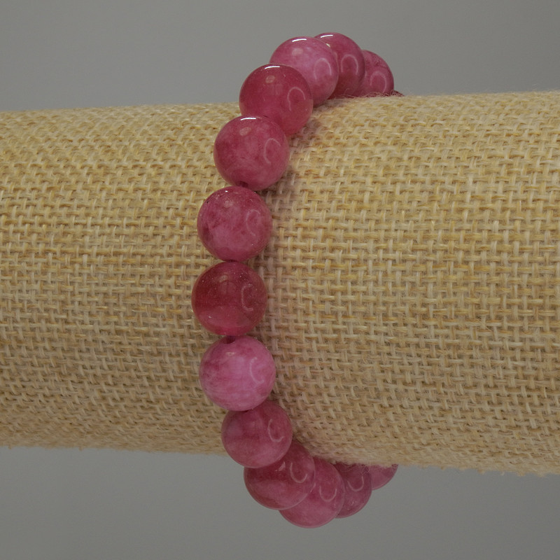 Tourmaline bracelet with smooth beads, 10 mm diameter, 18 cm length, stretch