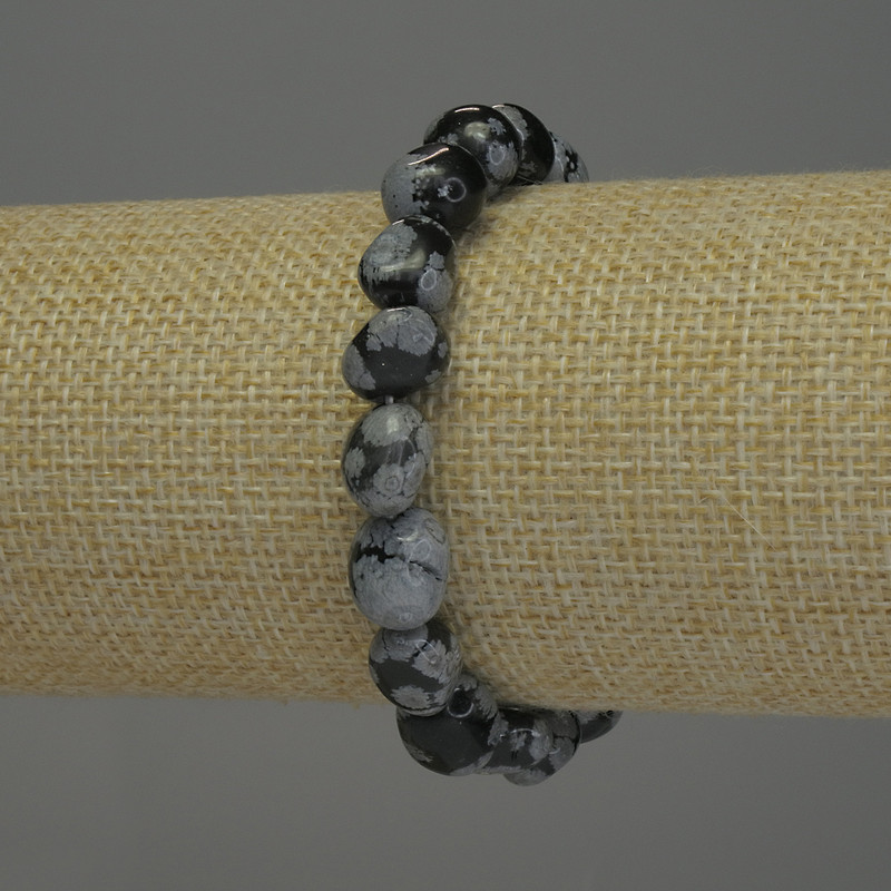 Bracelet made of Snow Obsidian 'Apache Tears' Faceted Beads, 9-12×9 mm, length 18 cm, stretch