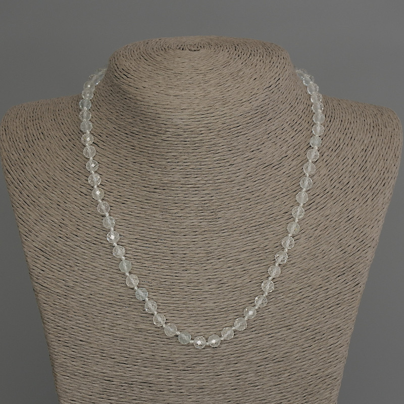 Намисто Топаз та Гірський кришталь гранована кулька, діаметр 6мм+-, довжина 45см+-з замочком