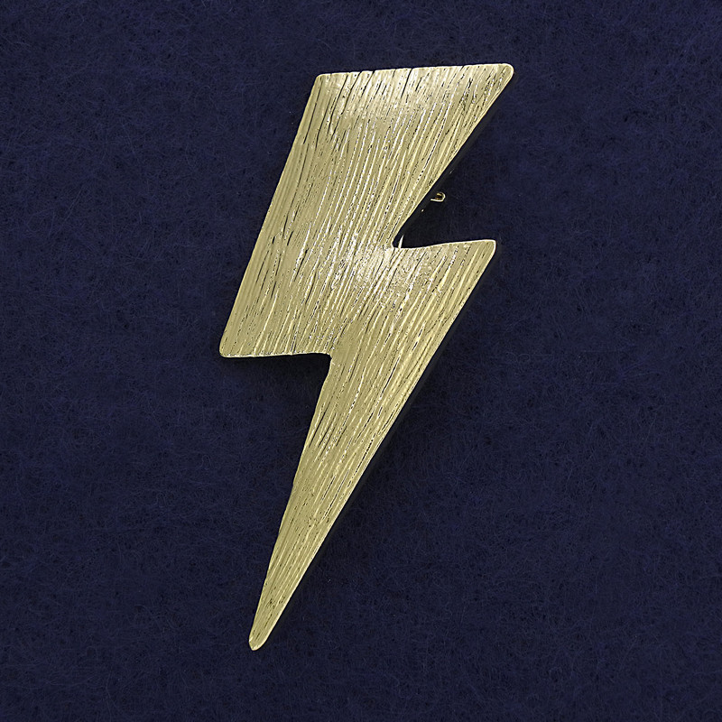 Брошка кулон Блискавка золотистий метал 58х23мм+