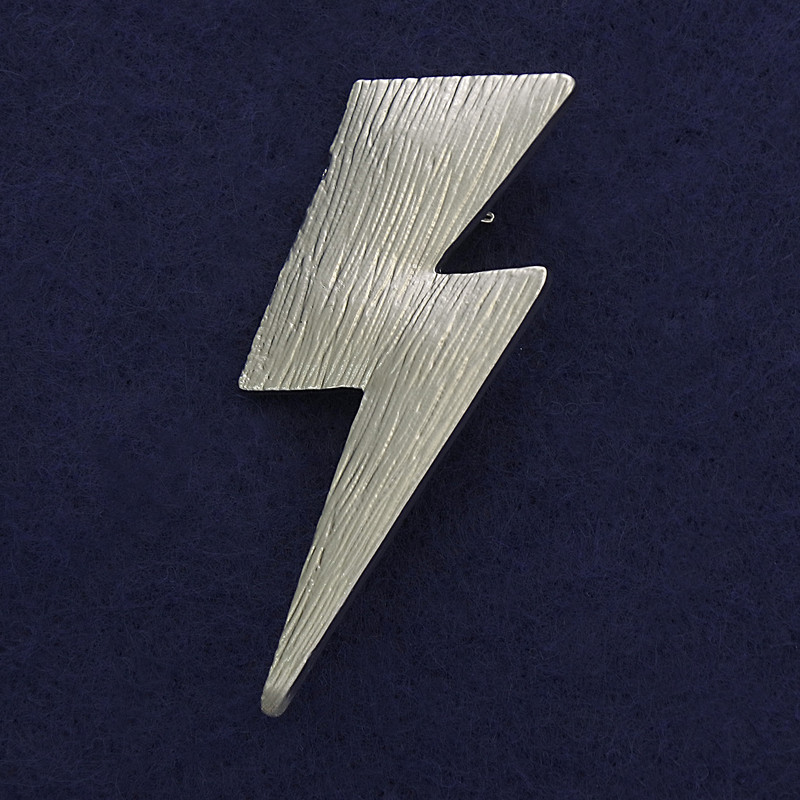 Lightning Brooch-Pendant in Matte Silver, Silver-Tone Metal, 58x23 mm+