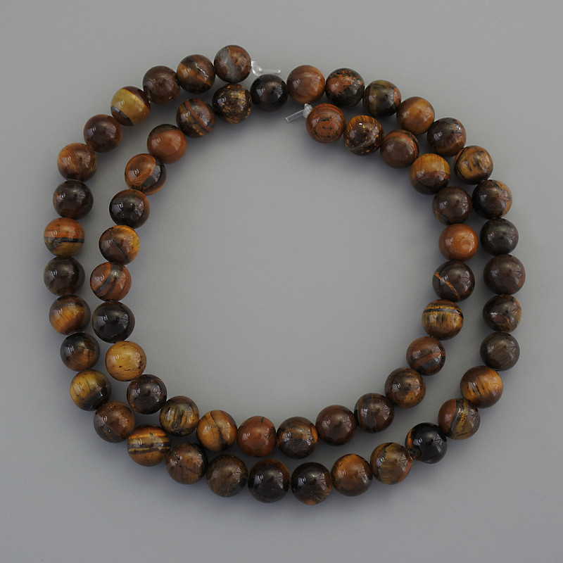 Tiger's Eye Beads on Beading Thread, diameter 6 mm±, length 38 cm±