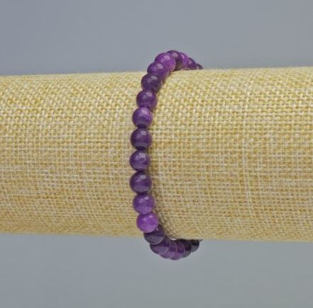 Sugilite bracelet with smooth beads, 6mm diameter ± (stretch), length 18 cm+