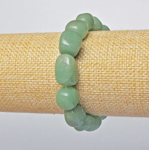 Jade bracelet with natural stone, faceted beads, diameter 13x14 mm, length 18 cm (stretch)