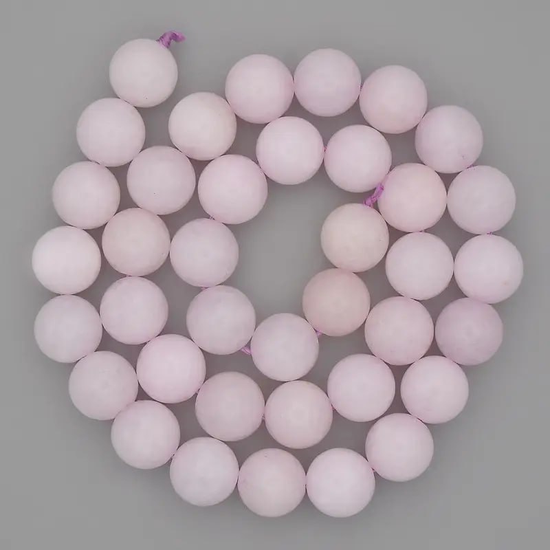 Kunzite Beads, Smooth Round Bead, 10mm Diameter, On Thread, 38cm Length