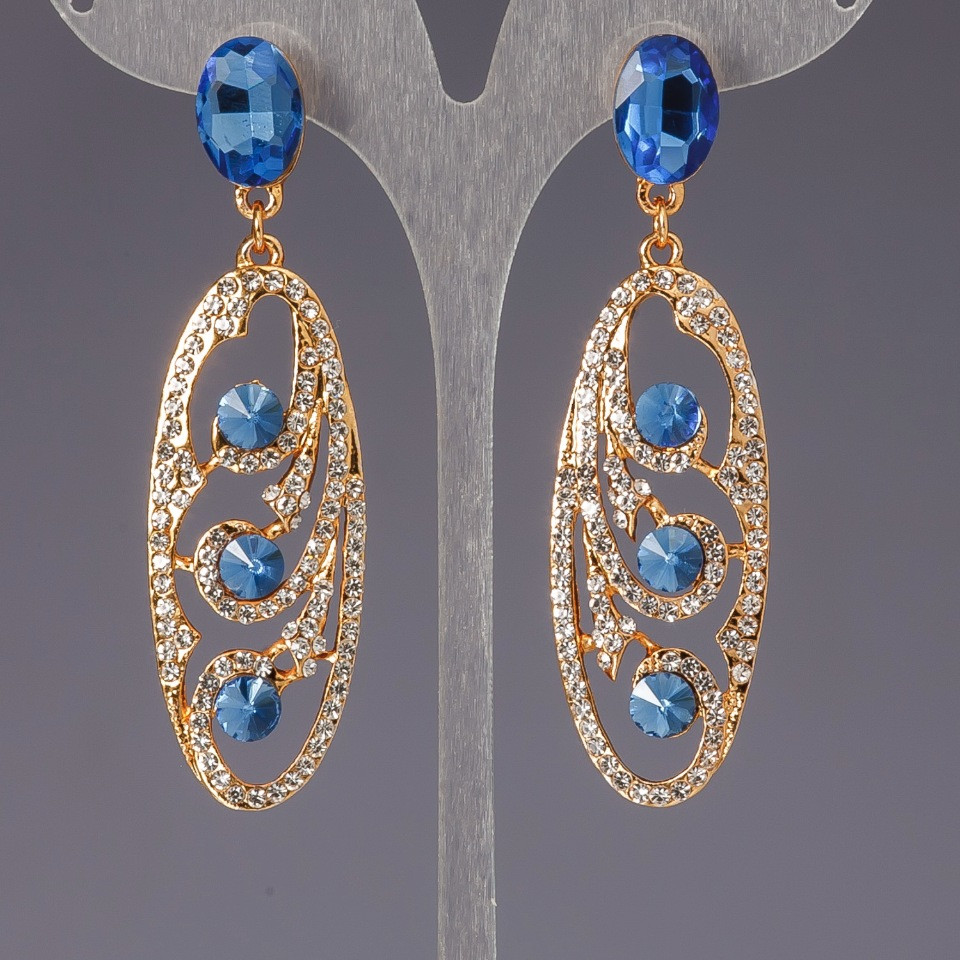 Earrings with crystals 'Slovyanka'