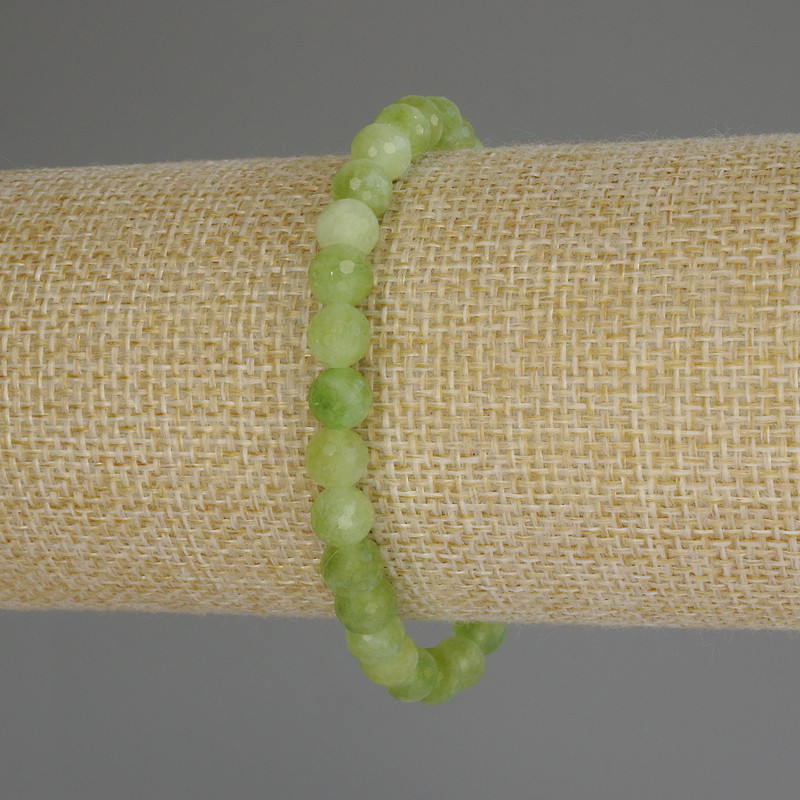 Chrysolite Olivine Bracelet - Faceted Bead, 6 mm diameter, 18 cm length (stretch)
