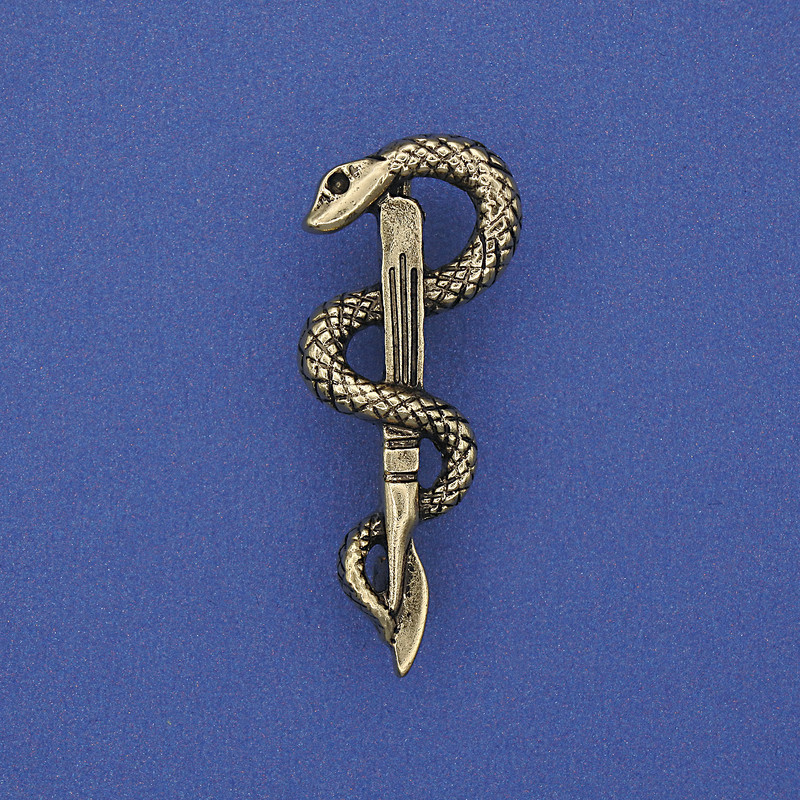 Snake Brooch, gold-tone metal, 37x15 mm+
