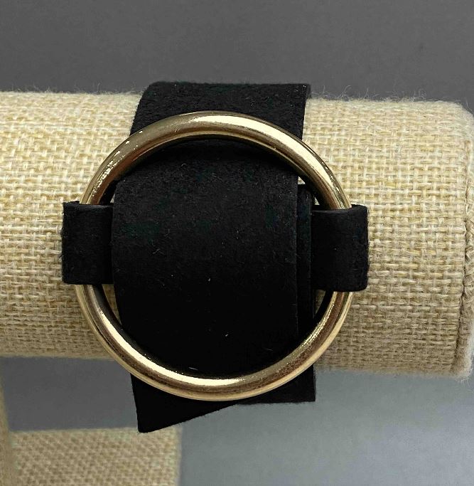 Black bracelet 'Buckle' 'nubuck metal color' gold