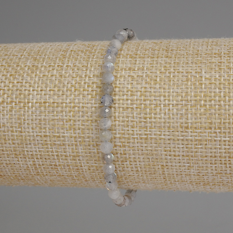 Labradorite bracelet with faceted beads, 4 mm diameter, 18 cm length, stretch