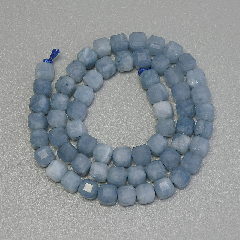 Aquamarine Beads, Faceted Cube, 5x5 mm, 32 cm Thread Length