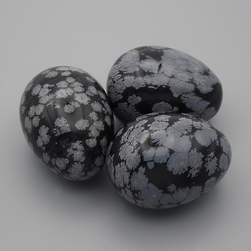 Snowflake Obsidian Decorative Egg, Natural Stone, Diameter 40×30± mm
