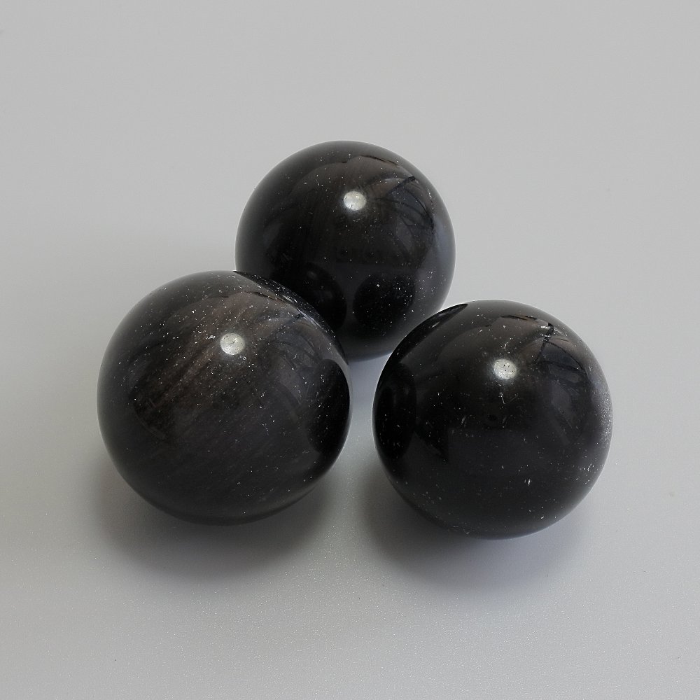 Souvenir sphere made of natural stone, Silver Obsidian, diameter 30 mm, weight from 30 g