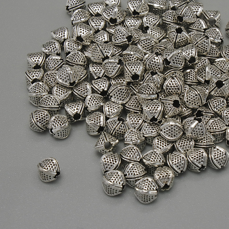 Bead Insert Findings, silver-tone, size 4×3.5 mm, hole diameter ~1.5 mm, packaging 20 g (~130 pcs)