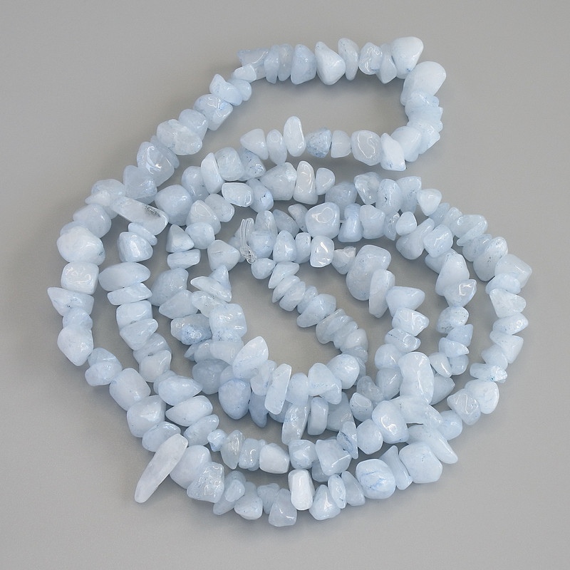 Aquamarine Chip Beads, diameter 7–12×4–7 mm, length 76 cm on thread