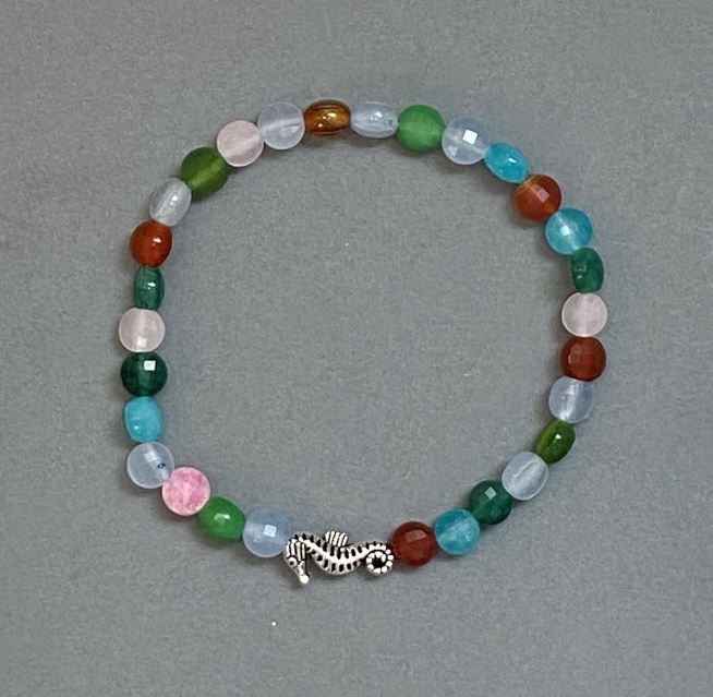 Bracelet 'Assortment' with Faceted Coins 6mm, 18 cm Stretch