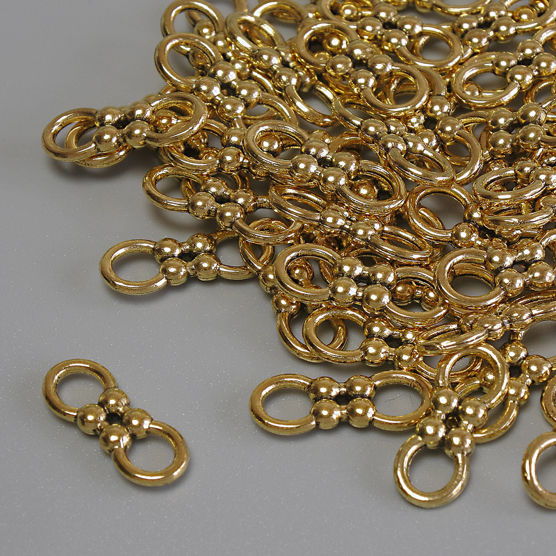 Gold-colored connector findings, diameter 15×2 mm, hole 4 mm, packaging 20 g ± (~54 pcs.)
