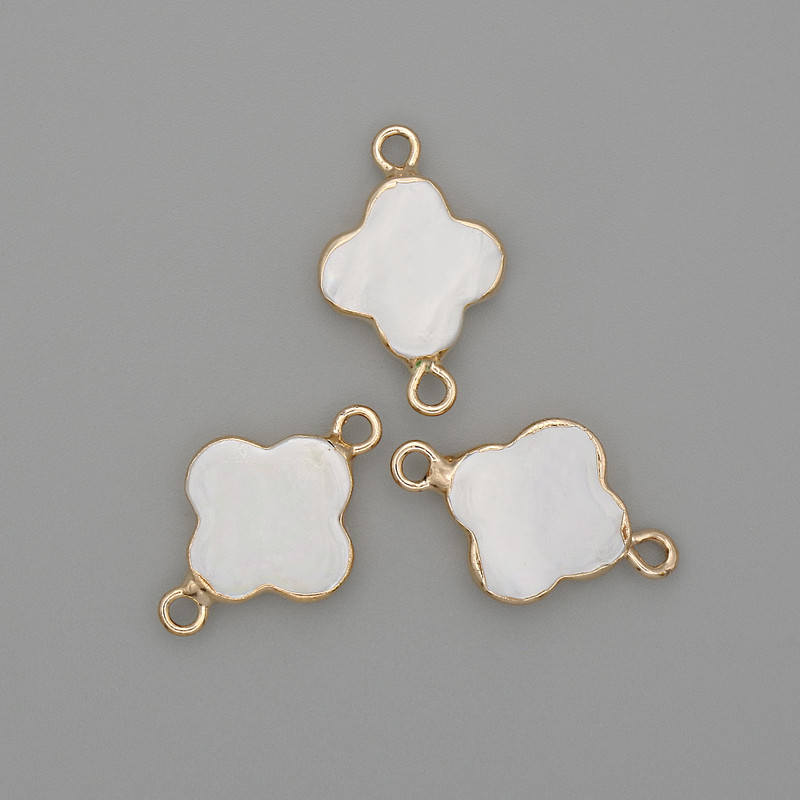 Connector Clover Pearl in Gold-Tone Metal 20×12 mm+