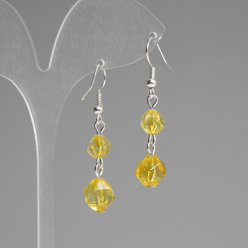 Citrine Faceted Earrings, 7–9 mm, length 44 mm